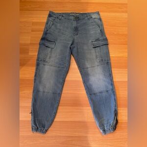 Michael Kors Women’s Size 12 Utility Jeans Zipper Ankles Light Blue Pockets